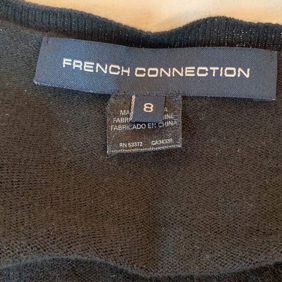 French Connection Black Scoop Neck 3/4 Sleeve Modal/Wool Sweater Dress Womens 8 - Picture 5 of 6
